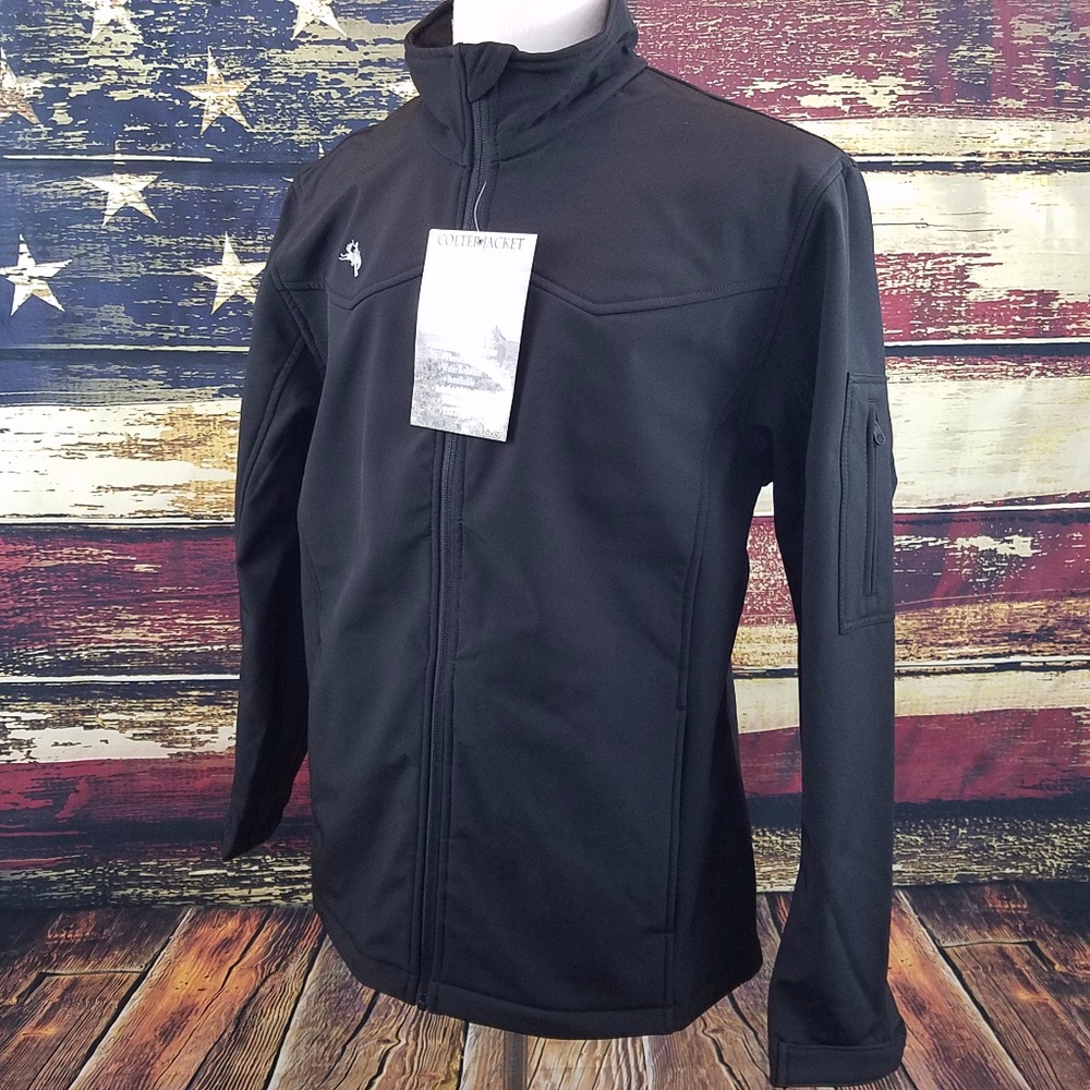 MENS COLTER FLEECE LINED SOFT-SHELL JACKET - BLACK